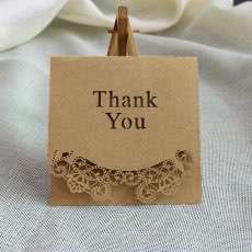 Thank You Card Customized Laser Cut Brown Paper Square Card 
